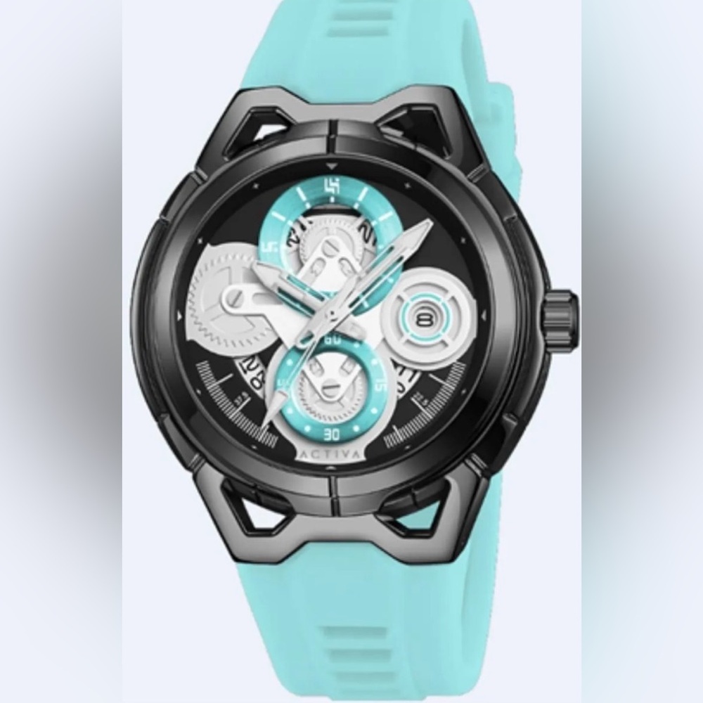 Activa Drift X Invicta Mens 44mm Blue Dial Black Watch BNIB Quartz Sport Style